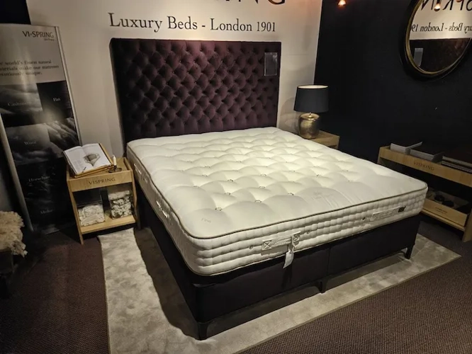 Clearance: 180 x 200cm Vispring Tiara Superb Divan Set with Aldo Headboard