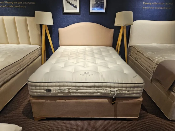 Clearance: 150 x 200cm Vispring Regal Superb Divan Set with Clabon Headboard